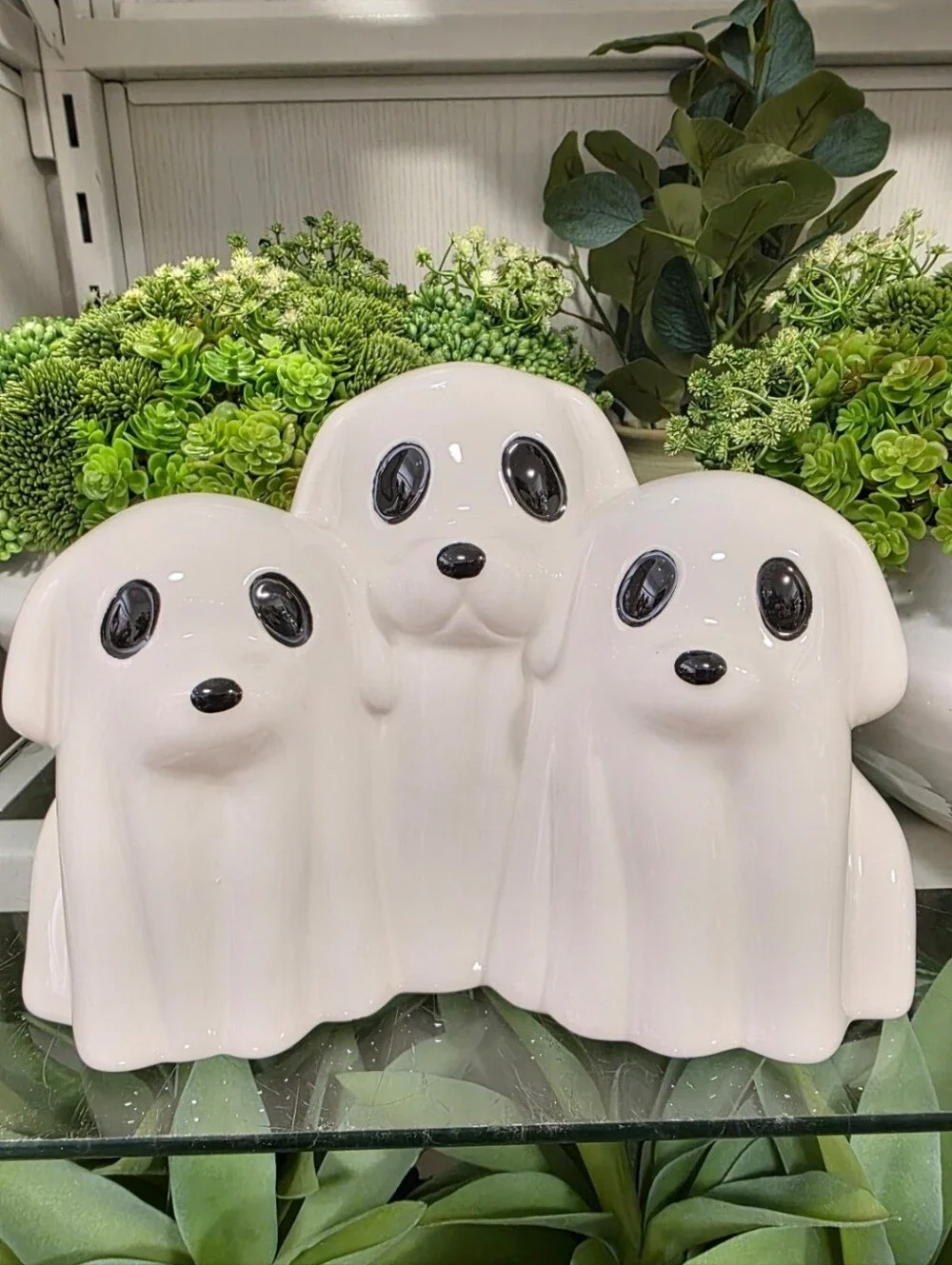 Ghost Dogs Trio HALLOWEEN Decor Ceramic Decor Spooky Cute New